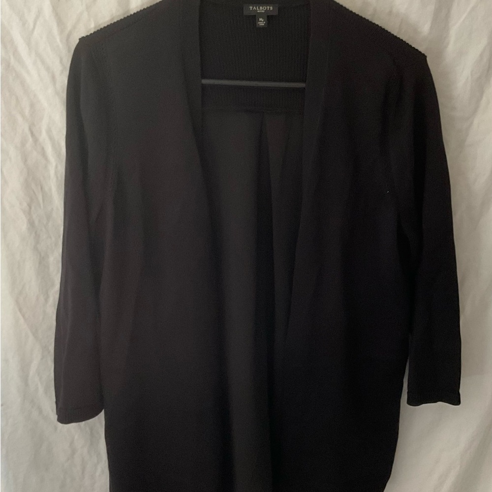 Talbots black open cardigan sweater medium petite